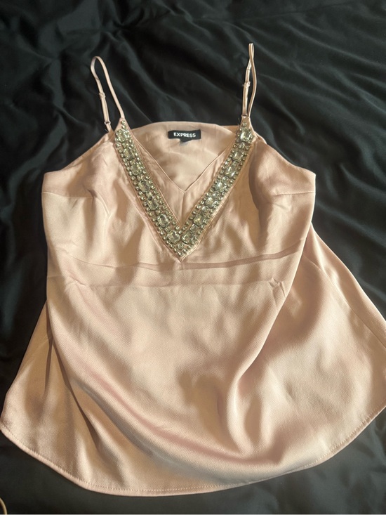 Express Tops - Express Pale Pink Jeweled V-Neck Camisole
